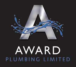 award plumbing logo with text below.